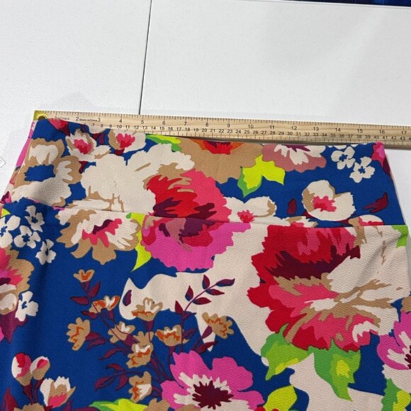 LuLaRoe Cassie Skirt Womens XL Blue Floral Print Stretch Pencil Pull On Spring - Picture 5 of 13